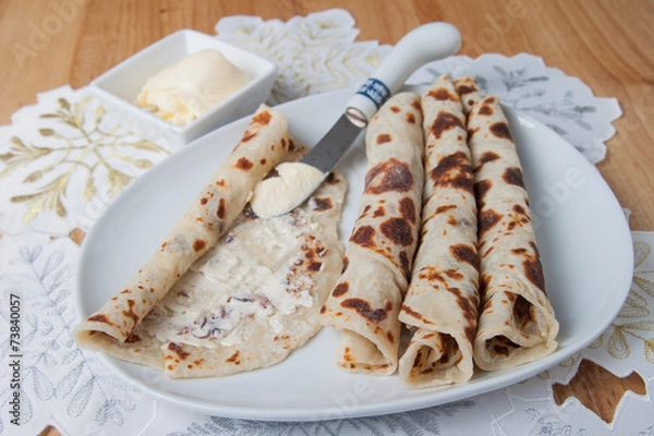 Obraz Lefse rolled on a plate