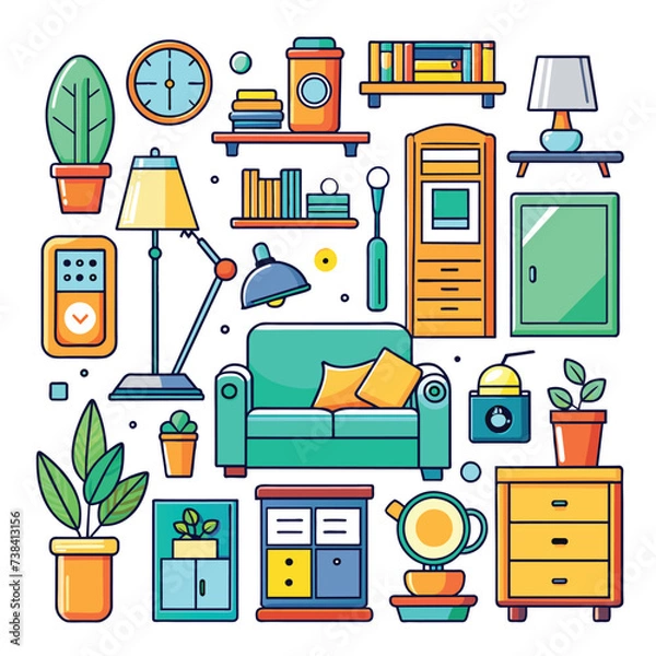 Obraz Vector set of interior bundles