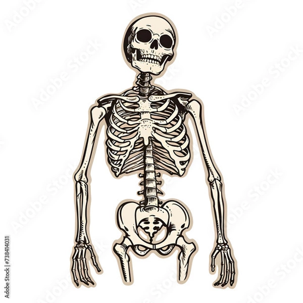 Obraz Human skeleton sticker style transparent background - Ai Generated