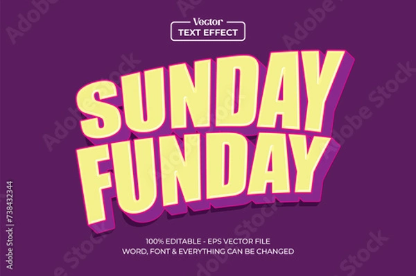 Fototapeta Sunday text effect retro style. Editable text effect