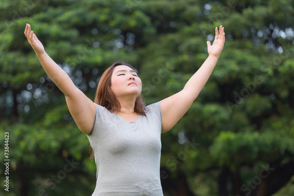Obraz obese women breath of fresh air.