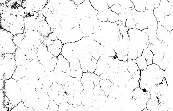 Fototapeta a black and white vintage of cracked concrete scribble effect, old wall background crack vector, grunge texture, Fractured texture ground