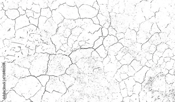 Fototapeta texture of old wall, a black and white vintage of cracked concrete scribble effect, old wall background crack vector, grunge texture, Fractured texture ground