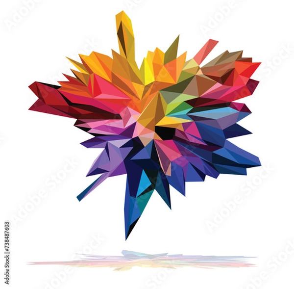 Fototapeta Multi color paint splash isolated on white background polygon vector 
