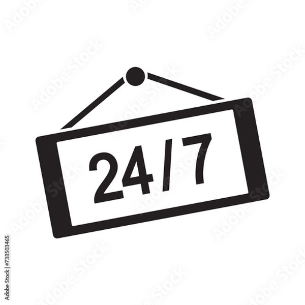 Fototapeta open 24 7 icon design vector template