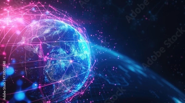 Fototapeta Immerse in the metaverse, a digital world with a cyberspace background. Ai Generated