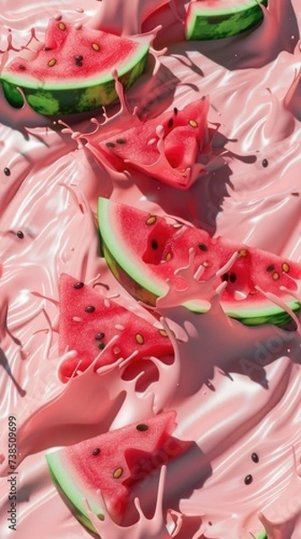 Fototapeta Watermelon pattern background . Vertical background 