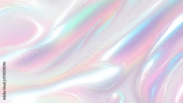 Obraz Holographic background seamless trendy iridescent light foil texture. Soft holographic pastel unicorn marble background pattern. Modern pearlescent blurry abstract swirl illustration.