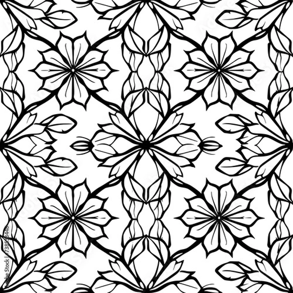 Obraz floral pattern, abstract pattern, vector paper, digital paper, abstract pattern, hand drawn geometric pattern, geometric seamless pattern, minimalistic seamless patterns, doodle lines pattern, texture