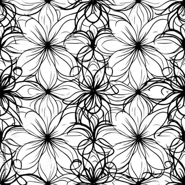 Obraz floral pattern, abstract pattern, vector paper, digital paper, abstract pattern, hand drawn geometric pattern, geometric seamless pattern, minimalistic seamless patterns, doodle lines pattern, texture