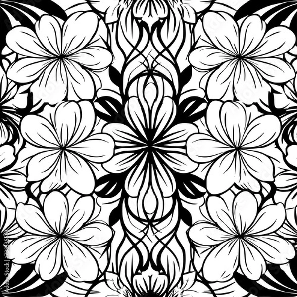 Obraz floral pattern, greek seamless pattern, diagonal pattern, background, line art, line art svg, abstract pattern, vector paper, digital paper, hand drawn geometric pattern, geometric seamless pattern, 