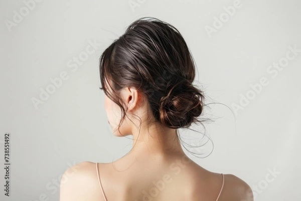 Obraz  後ろから見た日本人女性の背中・首すじ・肩（うなじ・姿勢・肩こり）