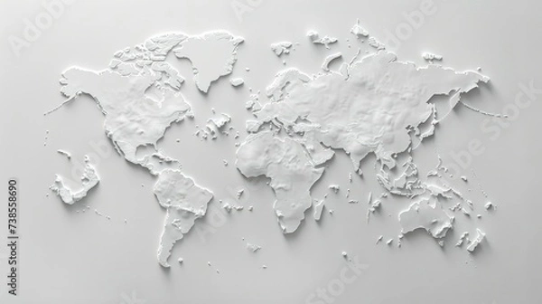 Fototapeta World map isolated on white background