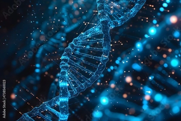 Obraz blue DNA helix background macro science microscopic 