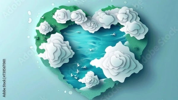 Obraz paper cut heart shape ocean view