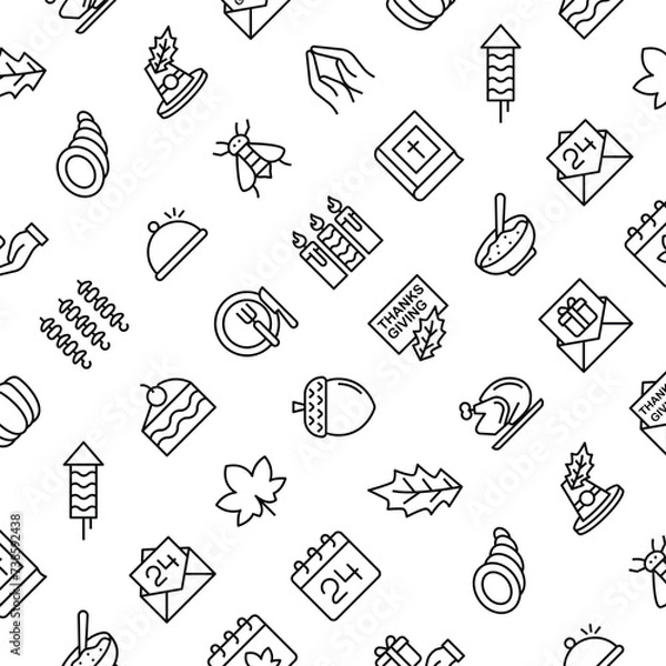 Fototapeta Vector Pattern with Thanksgiving, Seamless Background.