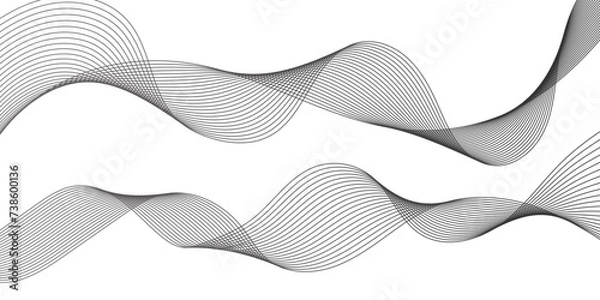 Obraz Abstract wave blend lines on transparent background. Design for banner, wallpaper, background and many more. Undulate Grey Wave Swirl, frequency sound wave, twisted curve lines with blend effect.
