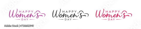 Fototapeta Abstract signature type style happy women's day logo, International Women's day, love shape logo design