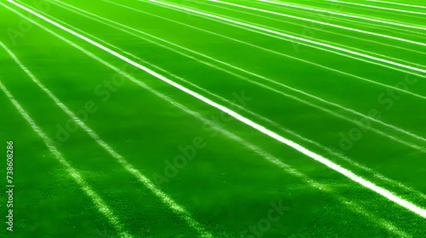 Fototapeta Green artificial grass with white corner lines