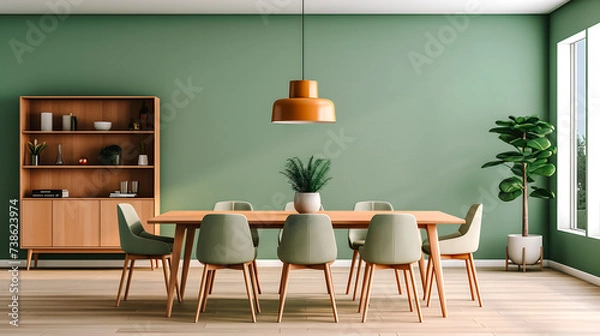 Fototapeta Salle à manger verte minimaliste