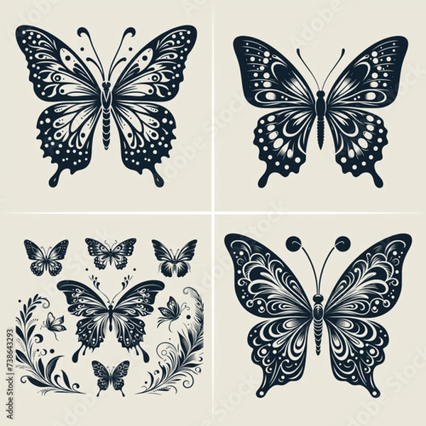 Obraz Butterfly SVG Bundle, Butterfly vector silhouette bundle file
