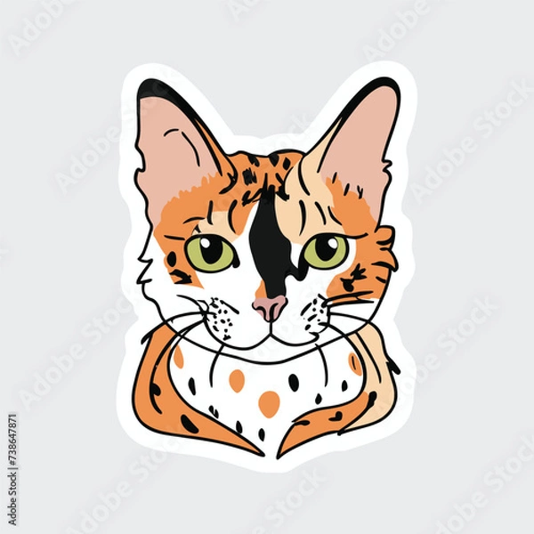 Fototapeta cute cat head cartoon vector on white background
