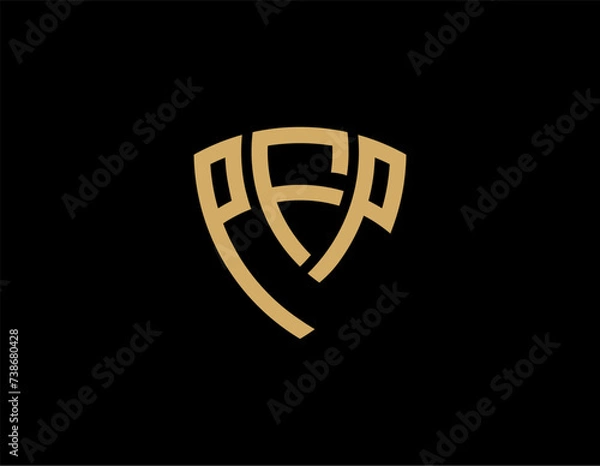Fototapeta PFP creative letter shield logo design vector icon illustration