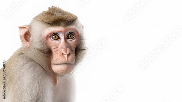 Fototapeta An isolated Japanese macaque monkey against a stark white background