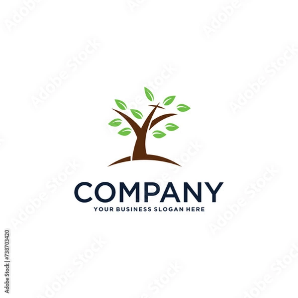 Fototapeta tree logo design with cross