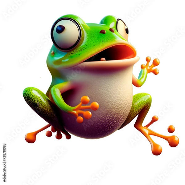 Obraz Green frog jumping illustration