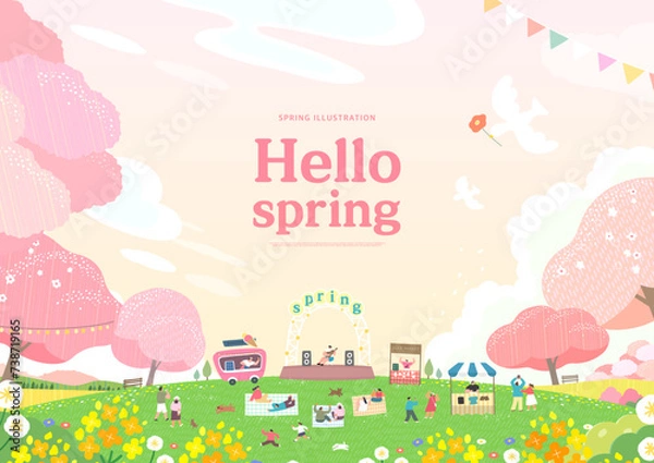Obraz Spring template with beautiful flower. Vector illustration