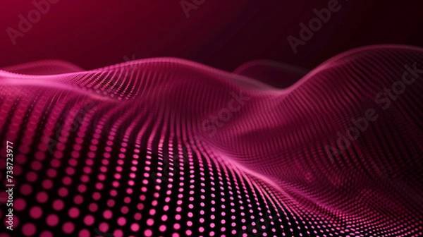 Fototapeta Burgundy color background made of halftone dots and curved lines