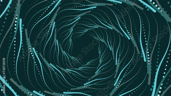 Obraz Abstract spiral dotted urgency vortex style round deep data cycle creative background.