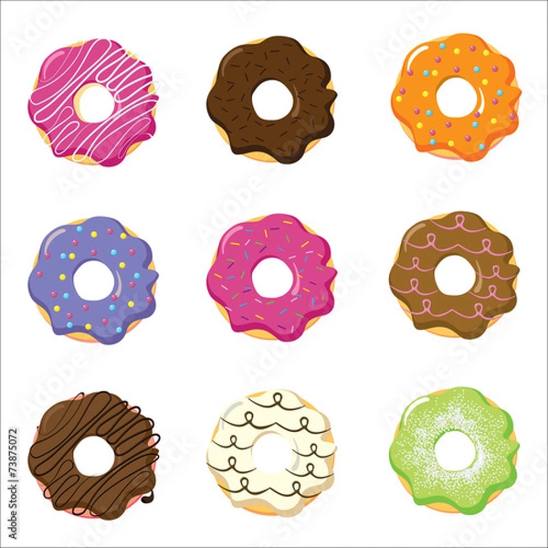 Fototapeta Donuts collection isolated on white background