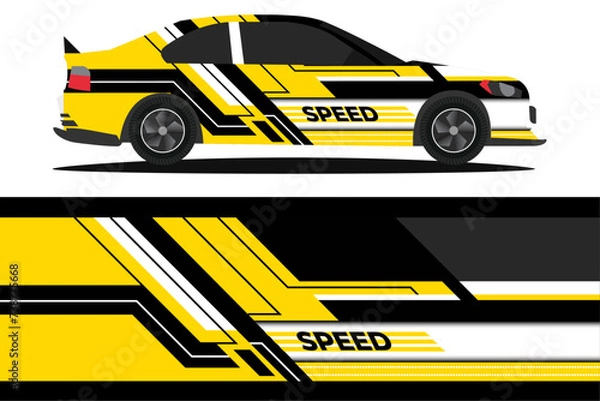 Fototapeta Vector design for cars stickers Vector design with grungy lines abstract Design a racing background kit for racing car
