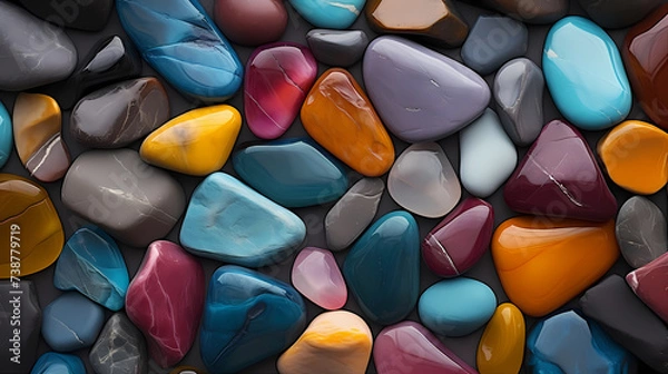 Fototapeta Multicolored smooth pebbles pattern