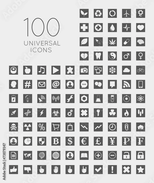 Fototapeta Set of 100 universal icons of business, science, health, securit