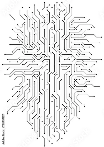 Fototapeta High-tech technology background texture. Circuit board illustration