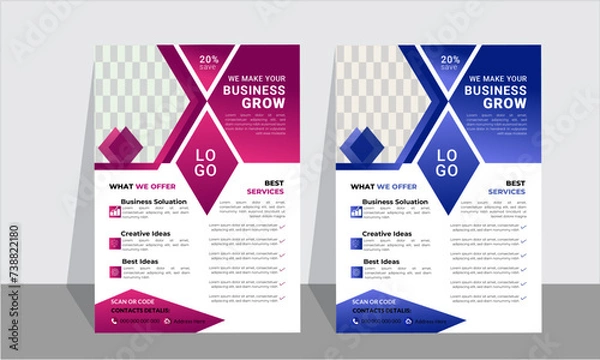 Fototapeta Business creative colorful business flyer template design set, abstract business flyer, vector template design or business poster template design.
