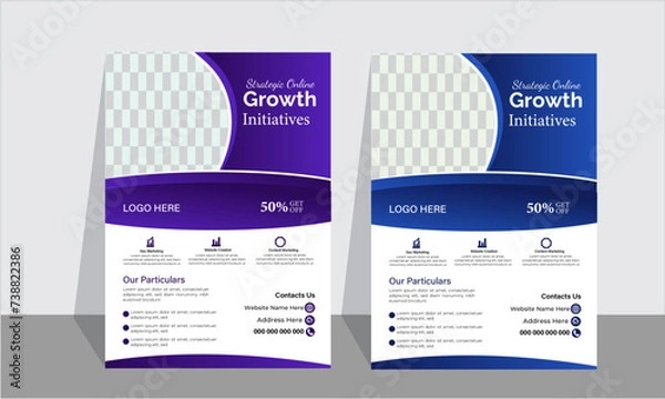 Fototapeta Business creative colorful business flyer template design set, abstract business flyer, vector template design or business poster template design.