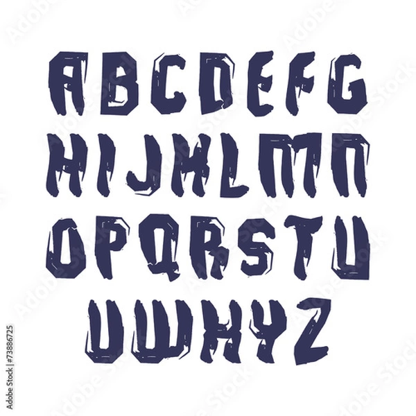 Fototapeta Handwritten vector uppercase letters isolated on white backgroun