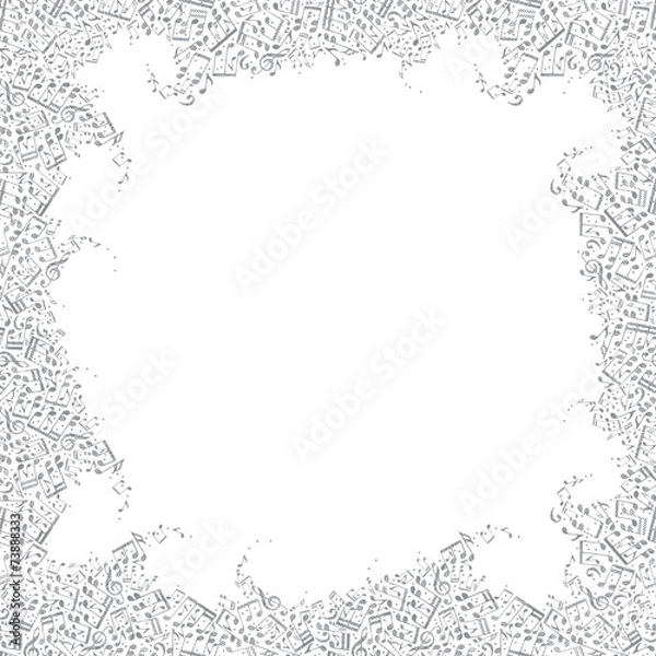Fototapeta Vector monochromatic framing with striped halftone musical notes