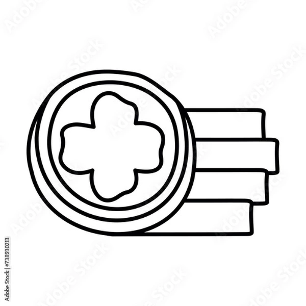 Fototapeta Set of gold coins in cartoon style