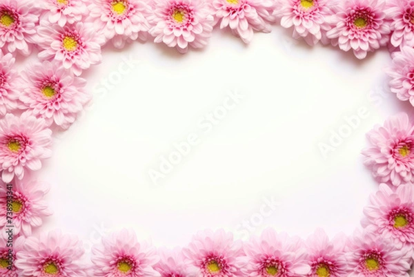 Fototapeta Frame from pink flower isolated on white background. Generative AI