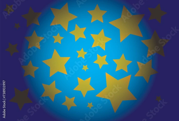 Fototapeta childish and cartoon blue background with stars
