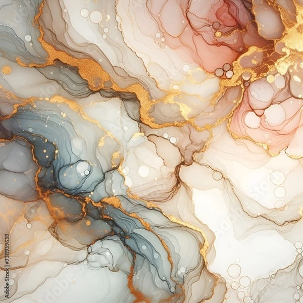 Obraz Marble pastel with gilding. Abstract Marble artwork mixed with buzzy geometric shapes for background of social media banner,poster,cover design template.