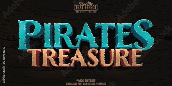 Fototapeta Pirate editable text effect, customizable planet and ring 3D font style