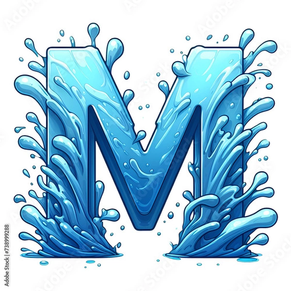 Fototapeta M - alphabet letters from water transparent background