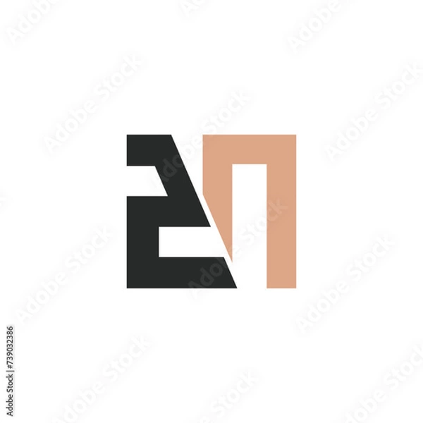 Fototapeta Alphabet letters Initials Monogram logo ZN, NZ, Z and N
