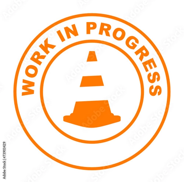 Obraz work in progress on web button orange